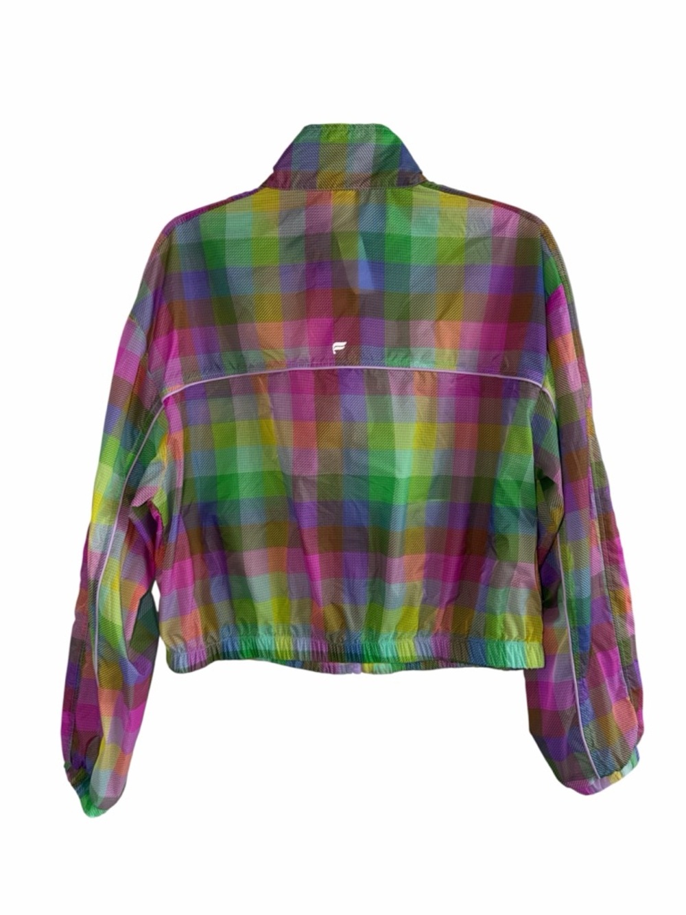 Fabletics Peyton Woven Jacket Candy Check Full Zip Active Sporty Athletic size M - Picture 6 of 9